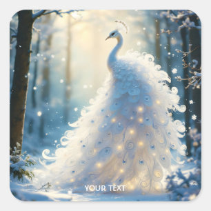 Adesivo Quadrado Fantasy Cute Snow White Peacock