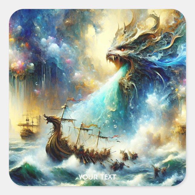 Adesivo Quadrado Fantasy Cute Storm Ship (Frente)