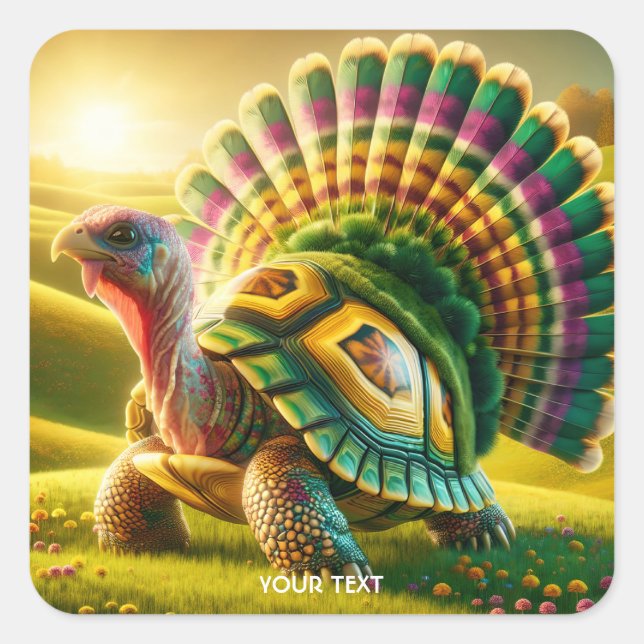 Adesivo Quadrado Fantasy Cute Turkey Turtle Mix (Frente)