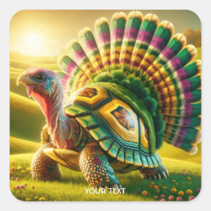 Adesivo Quadrado Fantasy Cute Turkey Turtle Mix