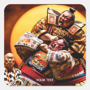 Adesivo Quadrado Fantasy Cute Two Sumo Fighters