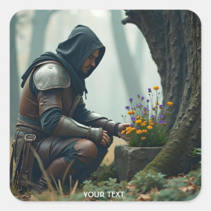 Adesivo Quadrado Fantasy Cute Warrior Wild Flowers