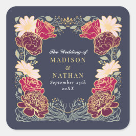 Adesivo Quadrado Fantasy Encantado Casamento Floral Garden