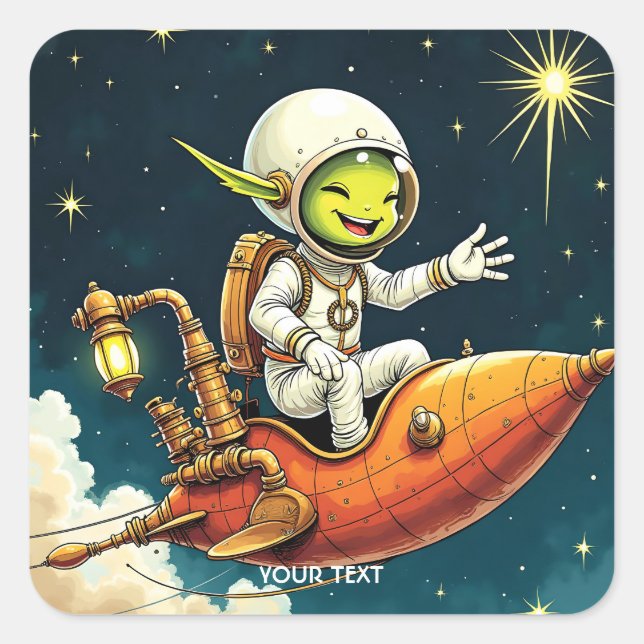 Adesivo Quadrado Fantasy - Envio de Alienígena (Frente)