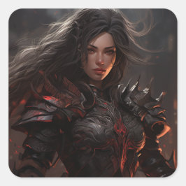 Adesivo Quadrado Fantasy Female Warrior Knight - Sticker