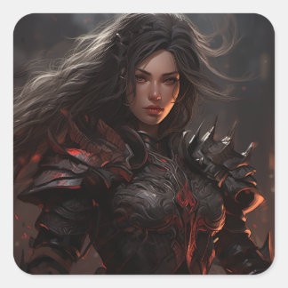 Adesivo Quadrado Fantasy Female Warrior Knight - Sticker