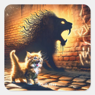 Adesivo Quadrado Fantasy - Gatinho, Gatinho, Sombra