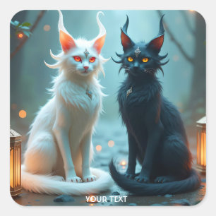 Adesivo Quadrado Fantasy - Gatos Cachorros Pretos