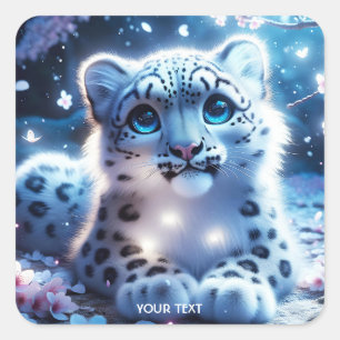 Adesivo Quadrado Fantasy - Leopardo-da-Neve Bonita