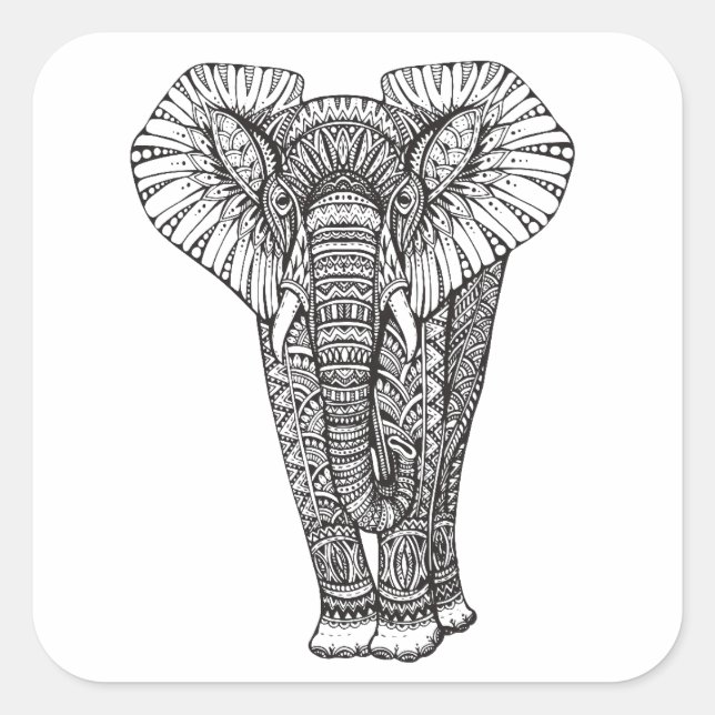 Adesivo Quadrado Fantasy - Patternamente Elephant Doodle (Frente)