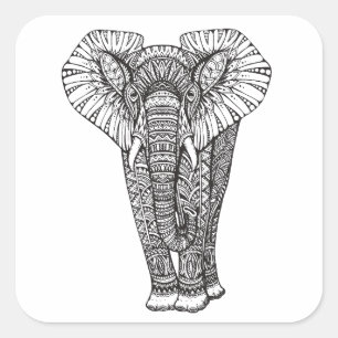 Adesivo Quadrado Fantasy - Patternamente Elephant Doodle
