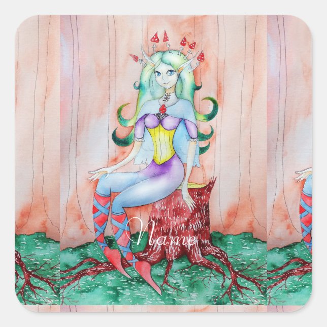 Adesivo Quadrado Fantasy Pixie Fairy Thunder_Cove (Frente)