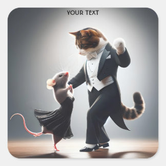 Adesivo Quadrado Fantasy - Rato de gato bonito Tango