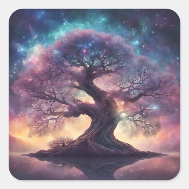 Adesivo Quadrado Fantasy Tree Art (Frente)