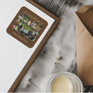 Adesivo Quadrado Fantasy Wizard Livros Poções de Dragões