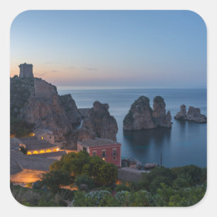 Adesivo Quadrado Faraglioni e Tonnara em Scopello, Sicília