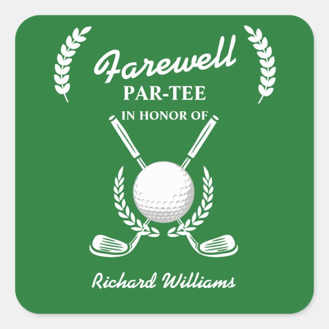 Adesivo Quadrado Farewell Retirement Golf Clusters Wreath Themed Pa (Frente)