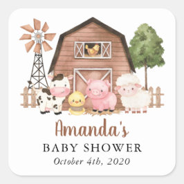 Adesivo Quadrado Farm Animals, Cute Animals, Barn, Baby Shower
