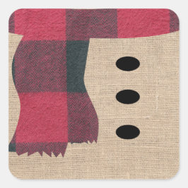 Adesivo Quadrado Farmhouse Burlap Snowman Xadrez Scarf & Butts