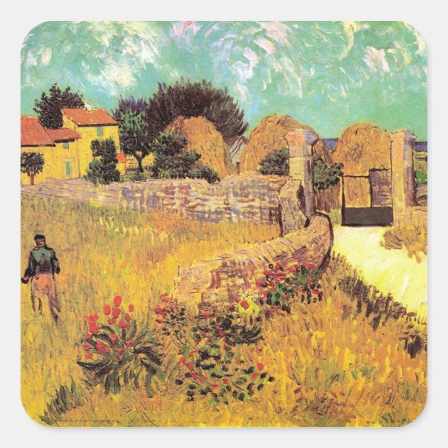 Adesivo Quadrado Farmhouse in Provence por Vincent van Gogh (Frente)