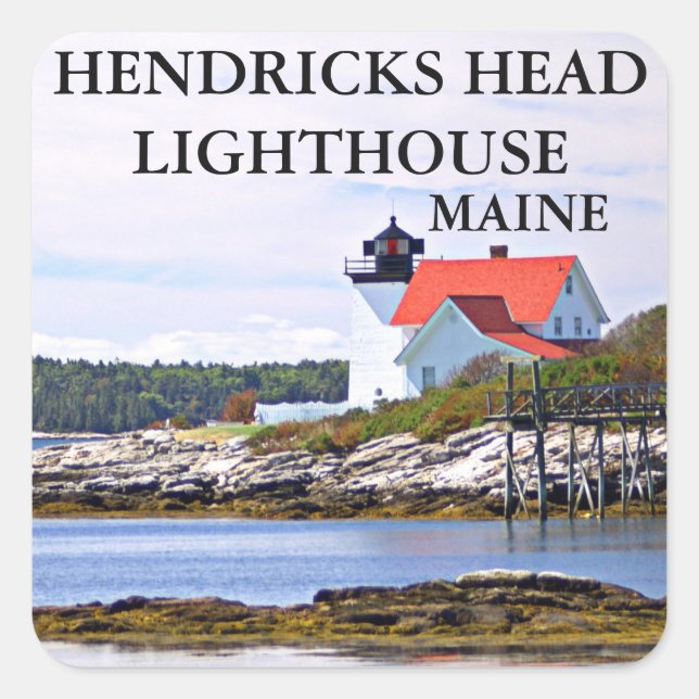 Adesivo Quadrado Farol de Cabeça de Hendricks, Maine Stickers (Frente)