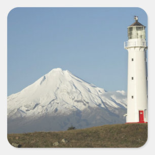 Adesivo Quadrado Farol de Cape Egmont e Mt Taranaki / Mt