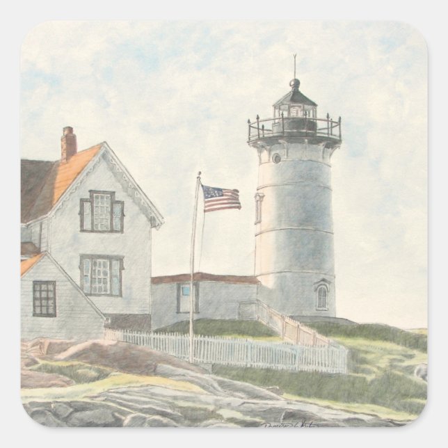 Adesivo Quadrado Farol de Cape Neddick (Frente)