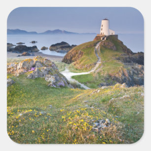 Adesivo Quadrado Farol do Mawr de Twr na ilha de Llanddwyn