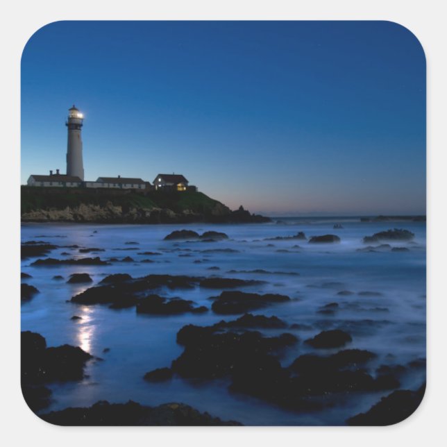 Adesivo Quadrado Farol Ponto Pombo | Meia Lua Bay, Ca (Frente)