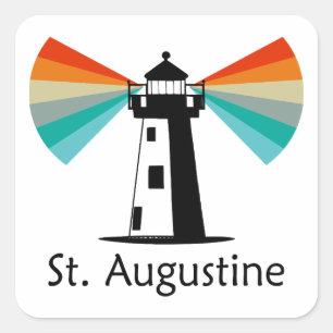 Adesivo Quadrado Farol St. Augustine Flórida Arco-íris