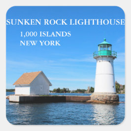 Adesivo Quadrado Farol Sunken Rock, Nova Iorque