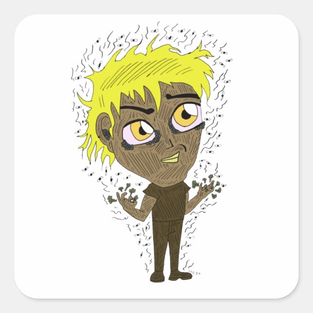 Adesivo Quadrado Farty Fingers Chibi (Frente)