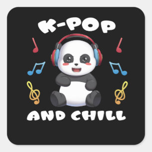 Adesivo Quadrado Fãs de música Kpop para o Manga do Panda do K-Po