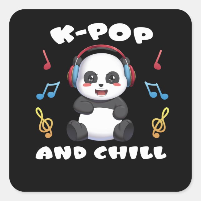 Adesivo Quadrado Fãs de música Kpop para o Manga do Panda do K-Pop  (Frente)
