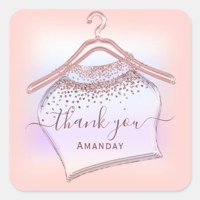 Adesivo Quadrado Fashion Boutique do obrigado do Rosa Closet (Frente)