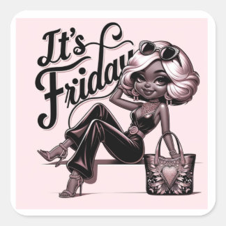 Adesivo Quadrado Fashionista Friday Vibes Sticker 🎀