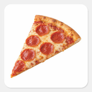 Adesivo Quadrado Fatia de Pizza de Pepperoni Isolada