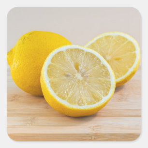 Adesivo Quadrado Fatias de Limão Amarelo Fotografia de Comida Natur