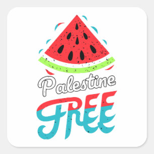 Adesivo Quadrado Fatias Pacíficas Melancia Livre da Palestina - Apo