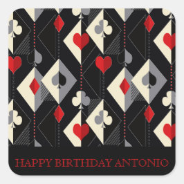 Adesivo Quadrado Fatos de jogar cartas no pôquer.