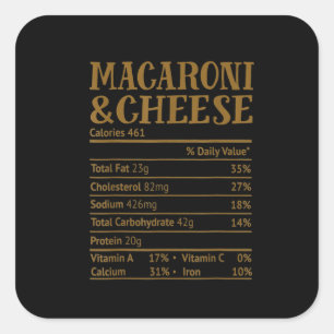 Adesivo Quadrado Fatos de Nutrição Mac e Queijo 2020 Ação de Graças