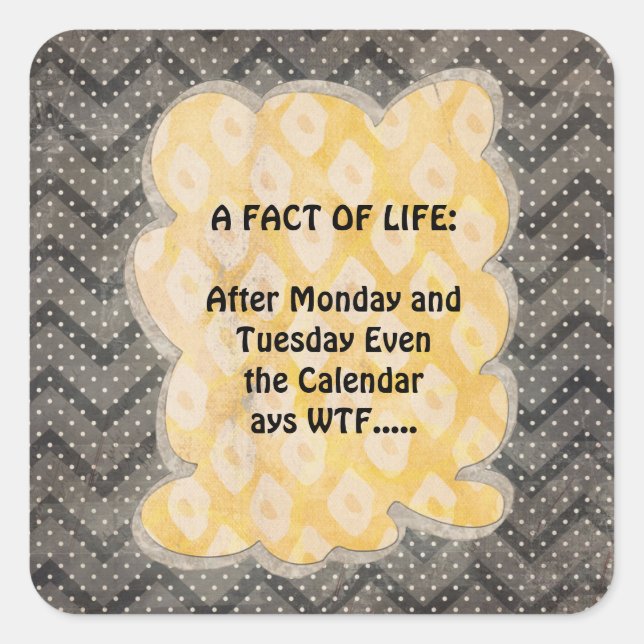 Adesivo Quadrado Fatos divertidos da WTF (Frente)