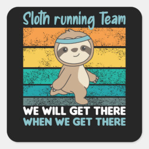 Adesivo Quadrado Faulten executando o Team Sloths Executar Cozy