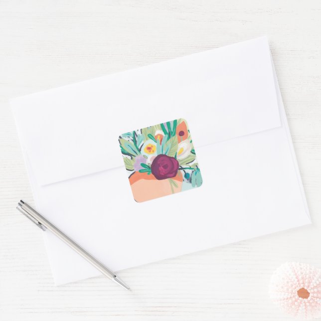 Adesivo Quadrado Fauvist Floral II (Envelope)