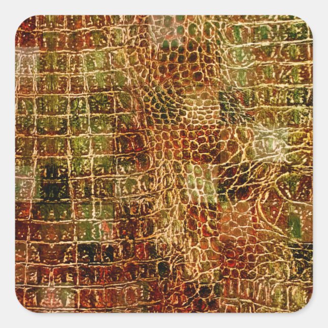 Adesivo Quadrado Faux Alligator Animal Pele Couro Vermelho Castanho (Frente)