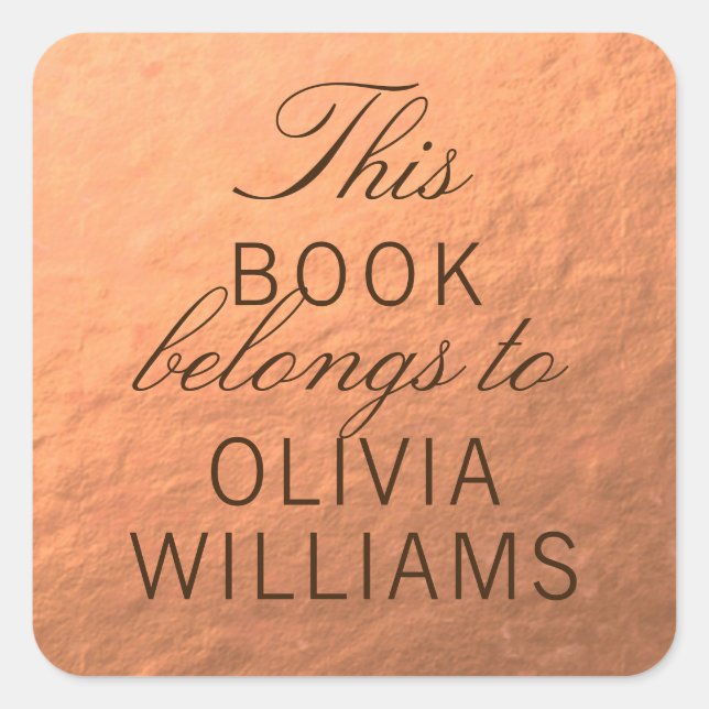 Adesivo Quadrado Faux Copper Este Livro Pertence Aos Stickers (Frente)