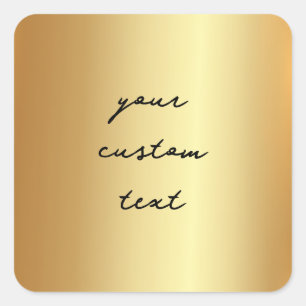 Adesivo Quadrado Faux Dourado Seu Texto Personalizado Aqui Modelo d