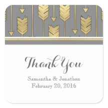 Faux Foil Ouro Arrows Cinza Casamento Obrigado