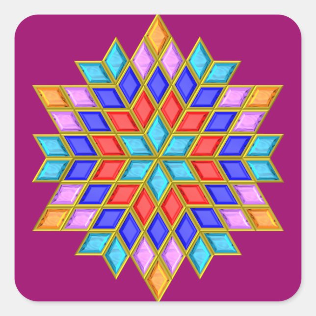 Adesivo Quadrado Faux Gemstone Star Quilt (Frente)