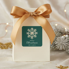 Adesivo Quadrado Faux Gold Snowflake Emerald Custom Holiday